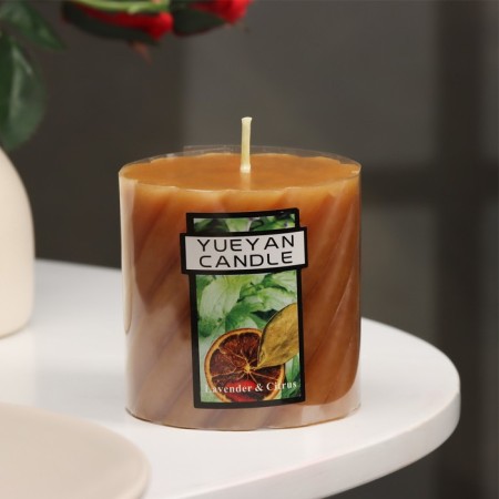 Candle-cylinder aromatic twisted "lavender and citrus", 7.5x7.5 cm-2
