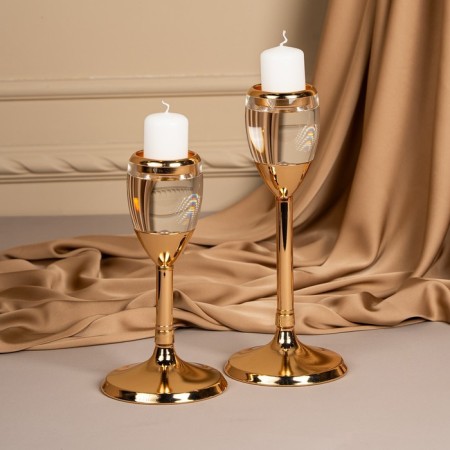 Climber Metal, glass per 1 candle "Serence" color gold 11 x 11 x 21 cm-6
