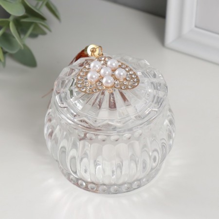 Casket Glass "Pearl of Pearl" with a brush 7x7x7 cm-2