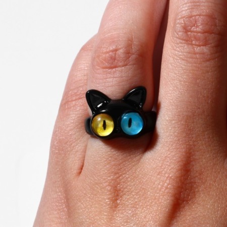 Ring "Montstrik" cat, color black, dimensionless-3