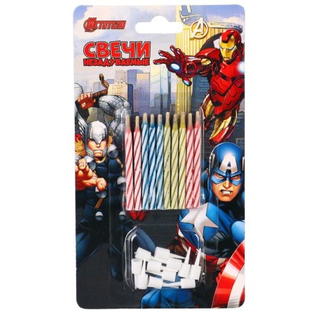Set of candles absorbed for a cake, 10 pcs, Avengers-2