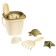 Set for playing the sand, 8 objects: scoop, robberies, sieve, bucket, 4 soft molds