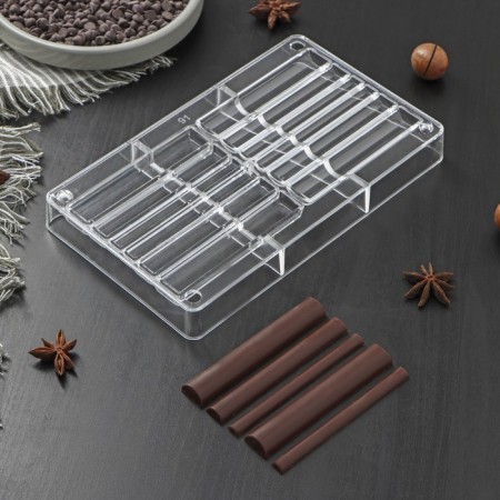 Form for chocolate and sweets "Styx", 12 cells, 20 × 12 × 2.5 cm, cell 9 × 1.5/1/0.8 cm