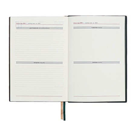 Dated 2025 diary, A5, 176 sheets of Escalada, solid cover of artificial leather, 3D design, embossing foil, lies, cream block 70 g/m2, green-12
