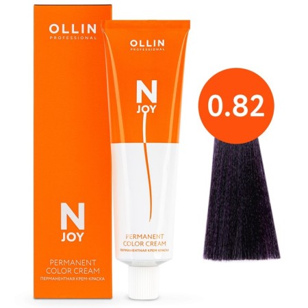 Cream-color hair Permanent Ollin Professional N-Joy, tone 0/82, blue-violet, 100 ml