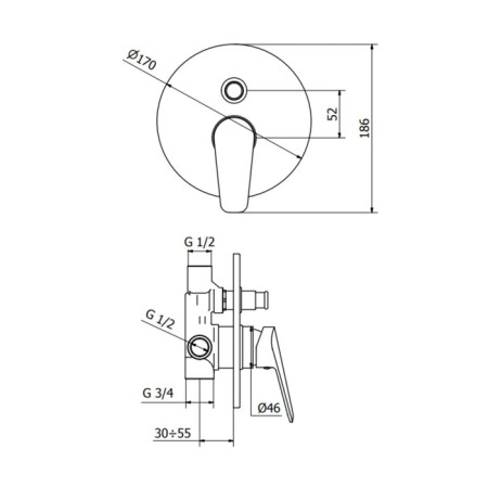 Bath -linked decorative panel/shower Zipponi Stars, with lever, color chromium-1