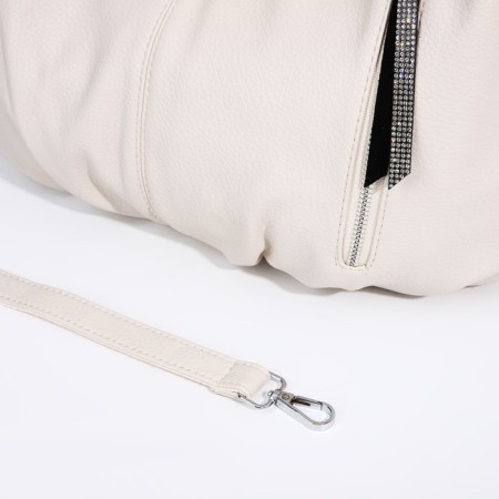 Load bag with a zipper, 3 outer pockets, milk color-5