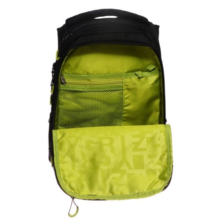 Youth backpack, 42 ​​x 31 x 22 cm, Grizzly 338, ergonomic back, laptop compartment, black/yellow RU-338-4_1-11