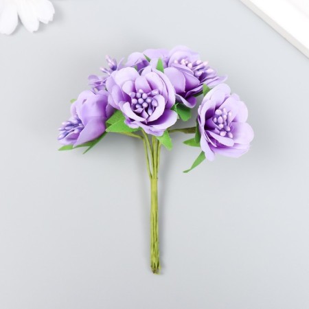 Decor for creativity "Flower with stamens" (1 set = 1 bouquet) in the bouquet 6 pcs mix 11x3 cm