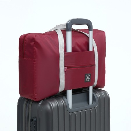 The bag is road, folding, lightning department, suitcase holder, outer pocket, burgundy color-3