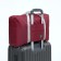 The bag is road, folding, lightning department, suitcase holder, outer pocket, burgundy color
