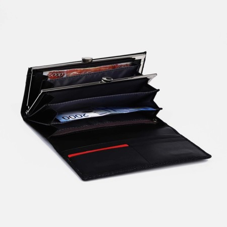 Women's wallet on magnets, black color-2