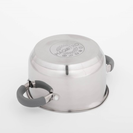 Magistro tefida stainless steel pan, 1.7 l, lid-durglang, plum nose, capsule, silicone handles-4