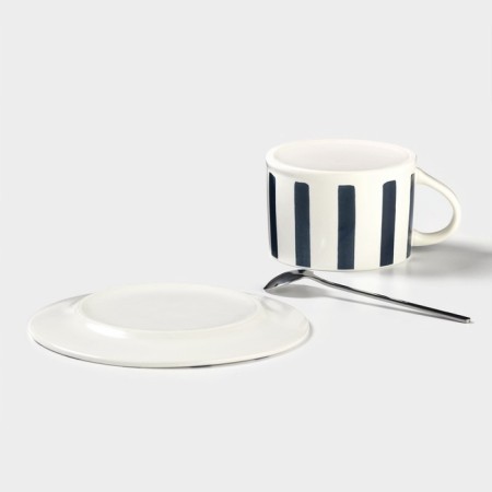 Tea couple "Lines", 220 ml, with a spoon, a saucer d = 15 cm, a mug 9.5 × 7.5 × 7 cm, ceramics-2