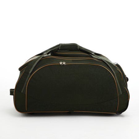 Road bag on wheels, a lightning department, shoes, 3 outer pockets, long belt, khaki color-1