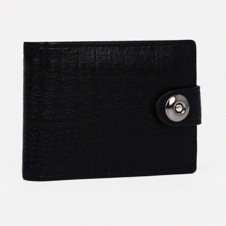 Male purse for magnet, department for bills, for maps, for coins, black color
