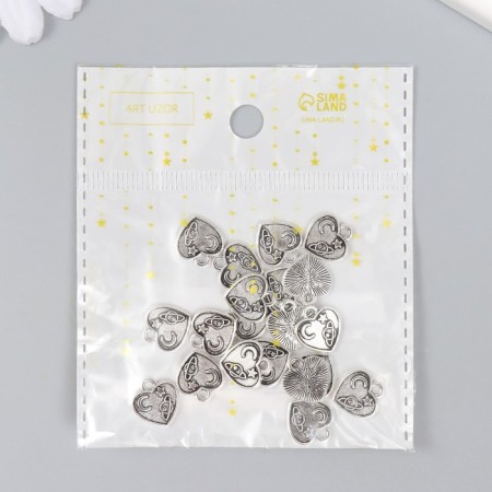 Decor for creativity Metal "Space Heart" silver 1.2x1.3 cm-3