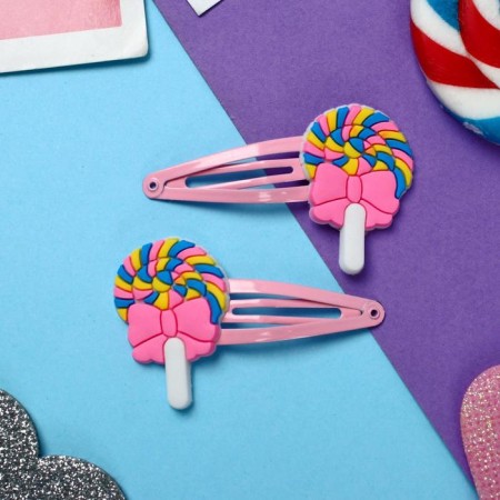 Invisibility for hair "Abel" (set 2 pcs) candies, 5.5 cm, pink