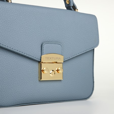 Women's bag on the valve, Textura, small size, blue color-6