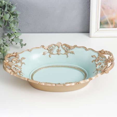 Standing interior polystone "Golden Patterns" Blue 32x20x6 cm-2