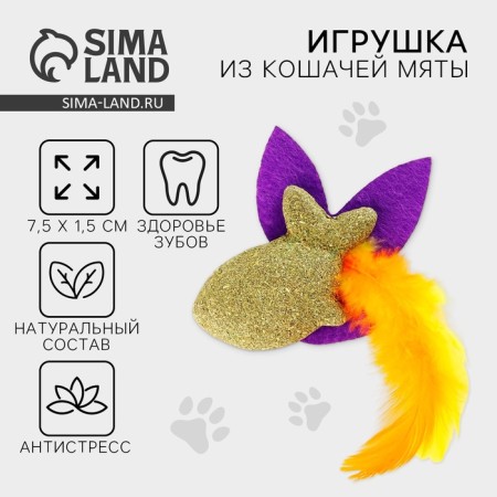 Cat toy "Rainbow Fish" from cat mint, 7.5 x 1.5 cm