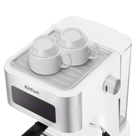 Coffee machine KitFort KT-7139, Rozhkova, 1050 W, 1.5 l, cappuccino, white-silvery-6