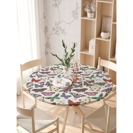Tables on the table “Flight of butterflies”, round, oxford, elastic band, size 140x140 cm, diameter 105-120 cm-2