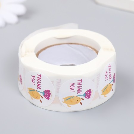 Stick paper "Dog with flower. Gratitude" d = 2.5 cm 500 pcs in a roll 3x6.5x6.5 cm-2