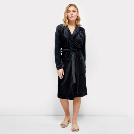 Women's bathrobe, black color, size 44 (s)
