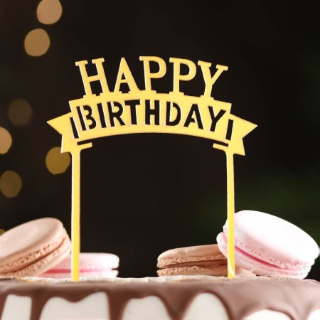 Topper for the "Happy Birthday" cake, gold, give beautifully