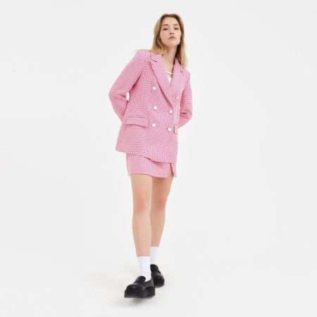 Jacket female double -breasted mist p. 46, pink/white-1
