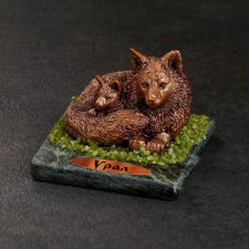 Сувенир "Лисички", 5х5х6 см, змеевик, гипс