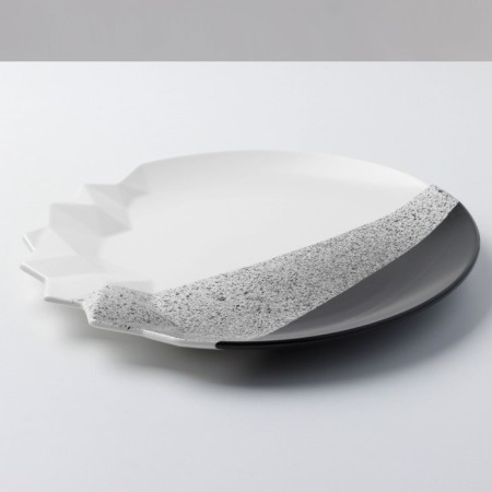 Ceramic plate "Snow Mountains", 27 cm, black and white color-2