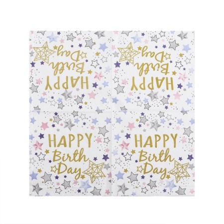 Paper napkins “Happy birthday”, 33x33 cm, set 20 pcs., White color-1