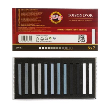 Pastel dry art 12 colors, Soft Koh-I-Noor Toison D`or 8592, 2b, Grace Gradation-2