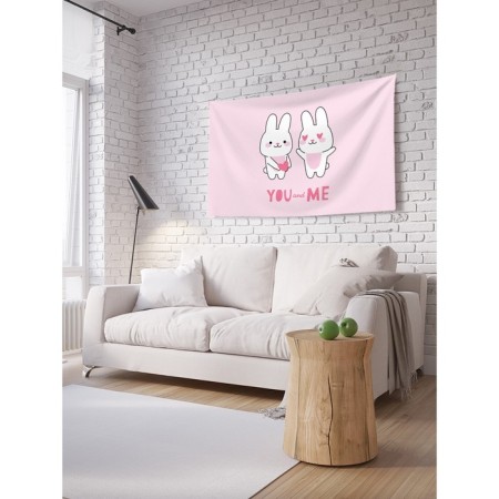 Decorative panel with photo printing "Hare in love", horizontal, size 100x150 cm
