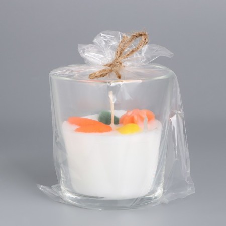 Candle in a glass "Mandarin", with decor-3