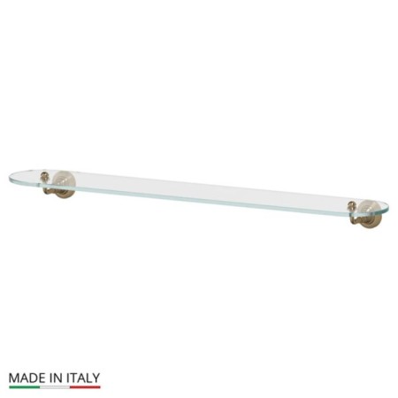 Shelf with holders, width 80 cm, glass, antique bronze