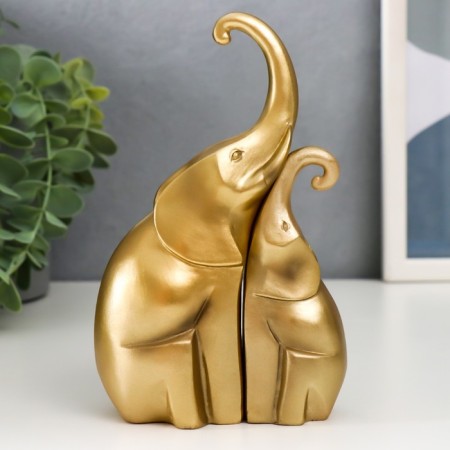 Souvenir Polystone "Two African Elephants" Bronze (set 2 pcs) 15.5x10x5 cm-3