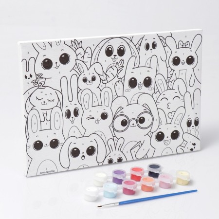 Picture on numbers for children "Funny Zaychat", 20 x 30 cm-1