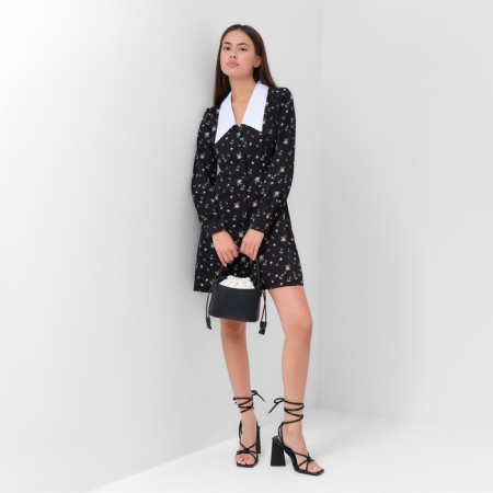 Women's dress with collar Mist p. 46, black-1