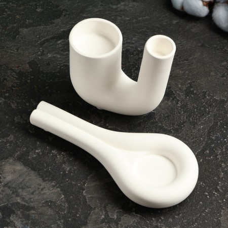 Set of candlesticks "Kiell and Louis" White, 2pcs/5x11cm/18x2cm-2
