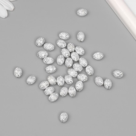 Beads for creativity plastic "East pattern" white-silver set 20 g 1x0.8x0.8 cm-1