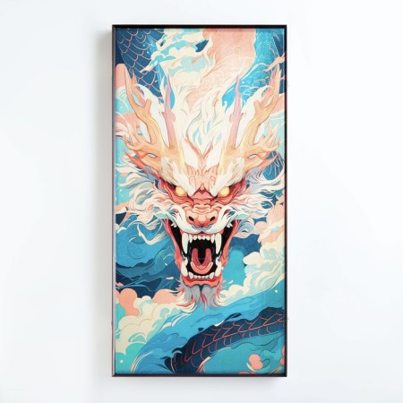 Nedes "Dragon in the Clouds", wooden board 60 x 60 cm, with a field for playing checkers
