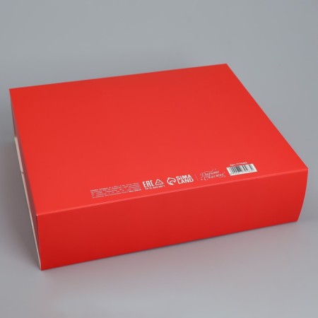 Happy New Year folding box, embossing, red, 31 x 24.5 x 9 cm, new year-5