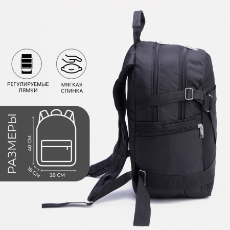 Male backpack on a zipper, 5 outer pockets, ZFTS, Black Color-8