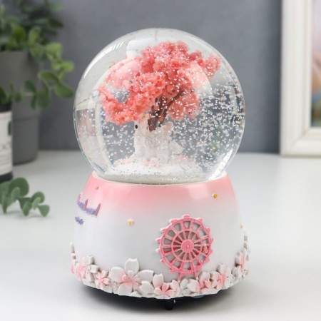 Souvenir Polystone Water Ballion Music "Unicorn by Tree" d = 10cm mix 15x10.5x10.5 cm-2