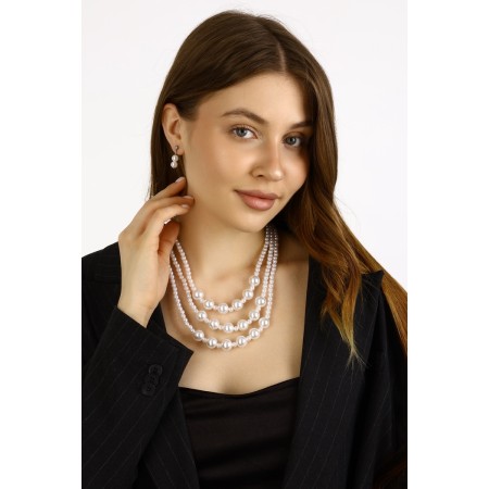 Set 2 objects: earrings, beads "tenderness", white color, 50 cm-2