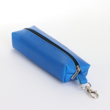 Key of zipper, length 16 cm, ring, carbine, blue color