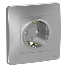 Розетка SE Blanca, 16 А, 250 В, встраиваемая, с з/к, шторки, IP20, алюминий, BLNRS001113